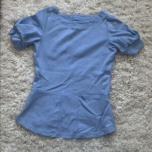 +JAANUU+ Peplum powder blue scrub top